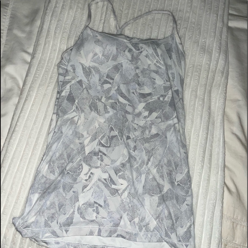 Lululemon Power Y size 12 white camoish tank! Great condition! Maybe worn once!